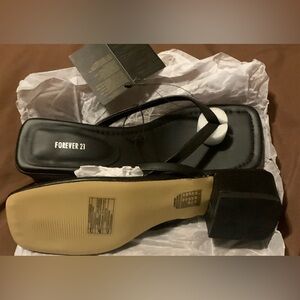 Forever 21 Black Thong Mules Sandals Size 10